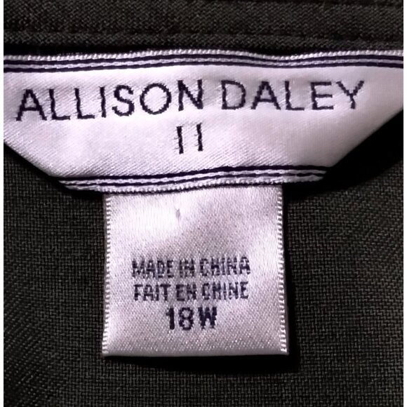 Allison Daley Ii Olive Green Embroidered Jacket Attached Button Top 18W - Picture 8 of 9